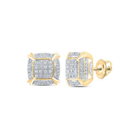 10kt Yellow Gold Men's Square Diamond Earrings - 1/4 Cttw | Exquisite Jewellery - Splendid Jewellery