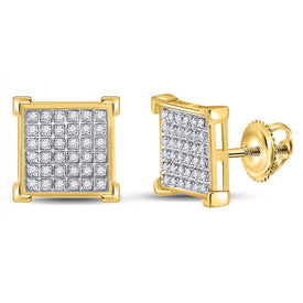 10kt Yellow Gold Men's Square Diamond Earrings - 1/5 Ct.t.w. product  Top View from Splendid Jewellery