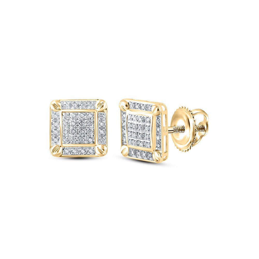 10kt Yellow Gold Men's Square Diamond Earrings - 1/5 Cttw | Exquisite Jewellery - Splendid Jewellery
