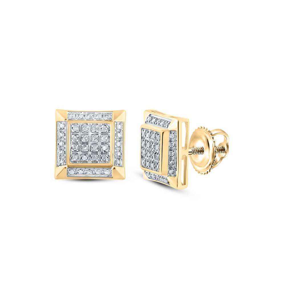 10kt Yellow Gold Men's Square Diamond Earrings - 1/5 Cttw - Exquisite Jewellery - Splendid Jewellery