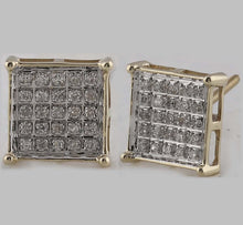 Load image into Gallery viewer, 10kt Yellow Gold Men&#39;s Square Diamond Earrings - 1/6 Ct.t.w. product Side View from Splendid Jewellery