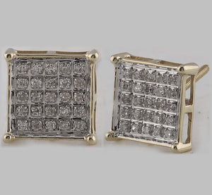 10kt Yellow Gold Men's Square Diamond Earrings - 1/6 Ct.t.w. - Splendid Jewellery