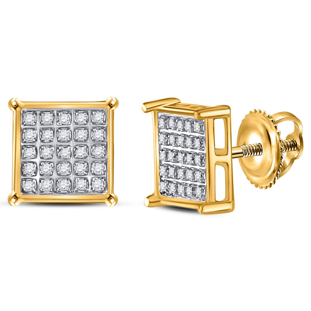 10kt Yellow Gold Men's Square Diamond Earrings - 1/6 Ct.t.w. - Splendid Jewellery