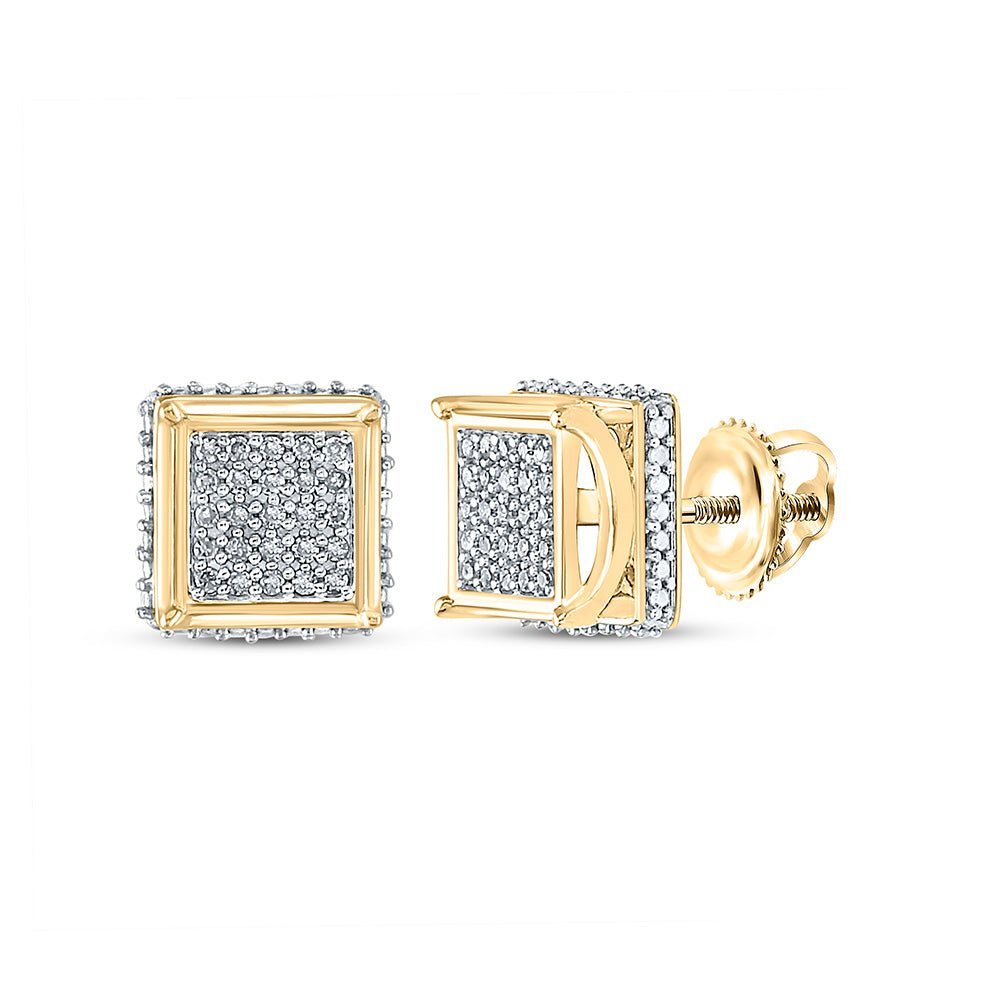 10kt Yellow Gold Men's Square Diamond Earrings - 1/6 Cttw | Dazzling Gems - Splendid Jewellery