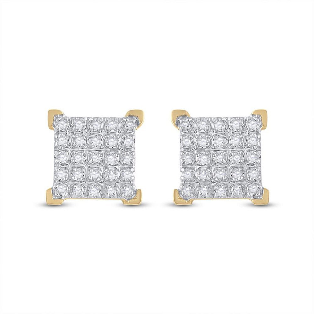 10kt Yellow Gold Men's Square Diamond Earrings - 1/6 Cttw | Splendid Jewellery - Splendid Jewellery