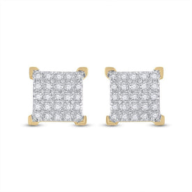 10kt Yellow Gold Men's Square Diamond Earrings - 1/6 Cttw | Splendid Jewellery - Splendid Jewellery