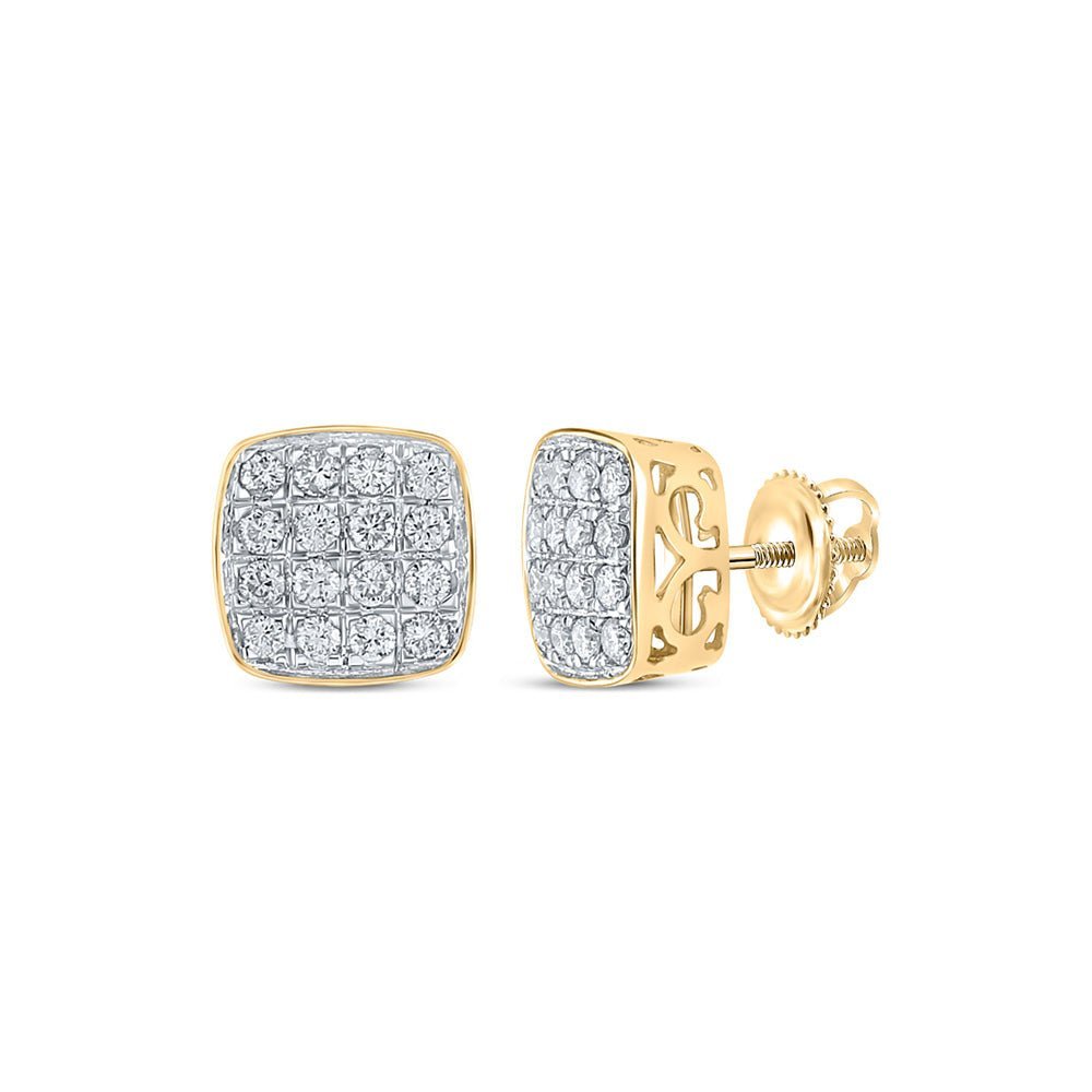 10kt Yellow Gold Men's Square Diamond Earrings - 3/4 Ct.t.w. - Splendid Jewellery