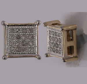 10kt Yellow Gold Men's Square Diamond Earrings - Elegant Sparkle - Splendid Jewellery