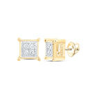10kt Yellow Gold Men's Square Diamond Earrings - Elegant Sparkle product  Top View from Splendid Jewellery