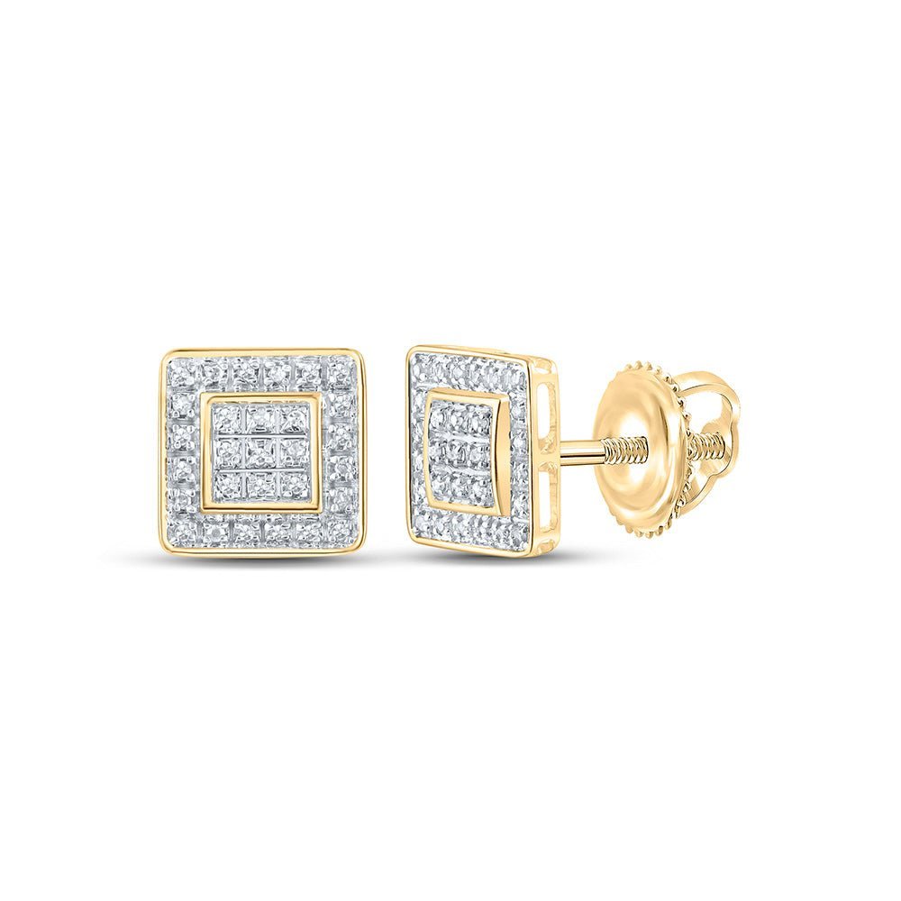 10kt Yellow Gold Men's Square Diamond Earrings - Exquisite Brilliance - Splendid Jewellery