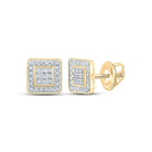 10kt Yellow Gold Men's Square Diamond Earrings - Exquisite Brilliance - Splendid Jewellery
