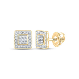 10kt Yellow Gold Men's Square Diamond Earrings - Exquisite Brilliance - Splendid Jewellery