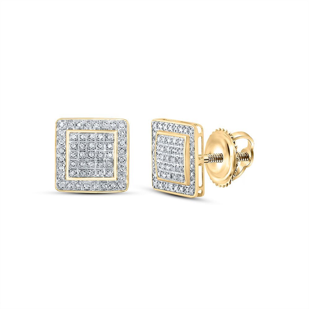 10kt Yellow Gold Men's Square Diamond Earrings - Exquisite Brilliance - Splendid Jewellery