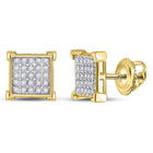 10kt Yellow Gold Men's Square Diamond Earrings - Stunning 1/6 Cttw Sparklers product Side View from Splendid Jewellery