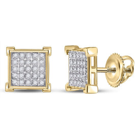 10kt Yellow Gold Men's Square Diamond Earrings - Stunning 1/6 Cttw Sparklers product  Top View from Splendid Jewellery