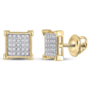 10kt Yellow Gold Men's Square Diamond Earrings - Stunning 1/6 Cttw Sparklers - Splendid Jewellery