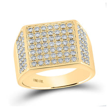 Load image into Gallery viewer, 10kt Yellow Gold Men's Square Diamond Ring - 1 - 1/2 Cttw: A Dazzling Statement Piece - Splendid Jewellery