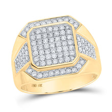 Load image into Gallery viewer, 10kt Yellow Gold Mens Square Diamond Ring - 1 Cttw product  Top View from Splendid Jewellery