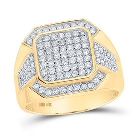10kt Yellow Gold Mens Square Diamond Ring - 1 Cttw product  Top View from Splendid Jewellery