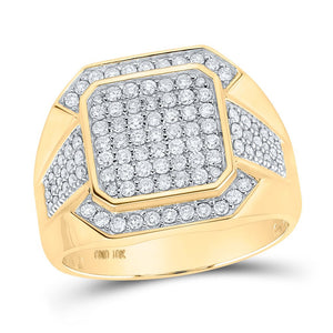 10kt Yellow Gold Mens Square Diamond Ring - 1 Cttw - Splendid Jewellery