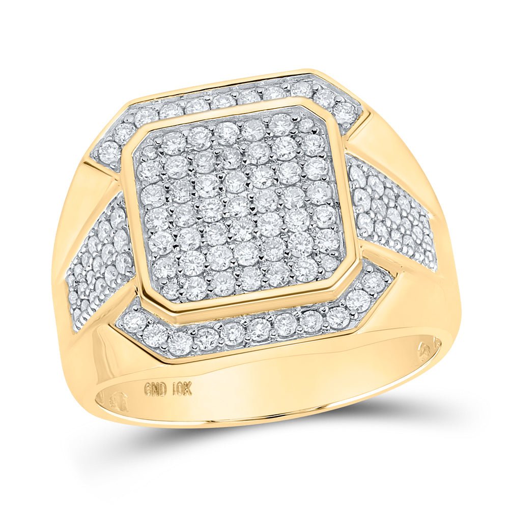 10kt Yellow Gold Mens Square Diamond Ring - 1 Cttw - Splendid Jewellery