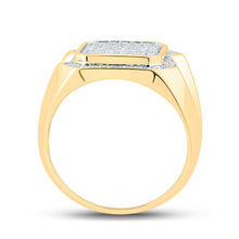 Load image into Gallery viewer, 10kt Yellow Gold Mens Square Diamond Ring - 1 Cttw product Side View from Splendid Jewellery