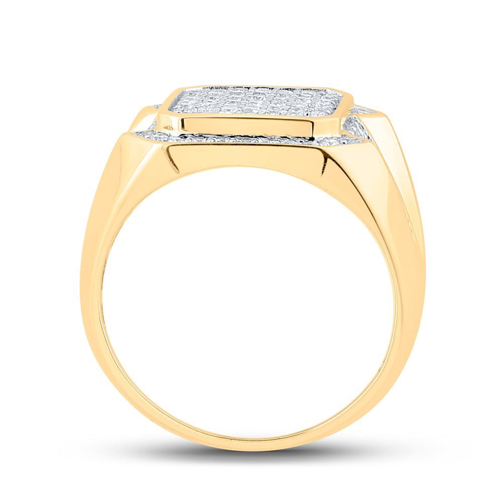 10kt Yellow Gold Mens Square Diamond Ring - 1 Cttw - Splendid Jewellery