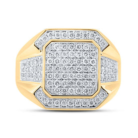10kt Yellow Gold Mens Square Diamond Ring - 1 Cttw product Side View 2 from Splendid Jewellery