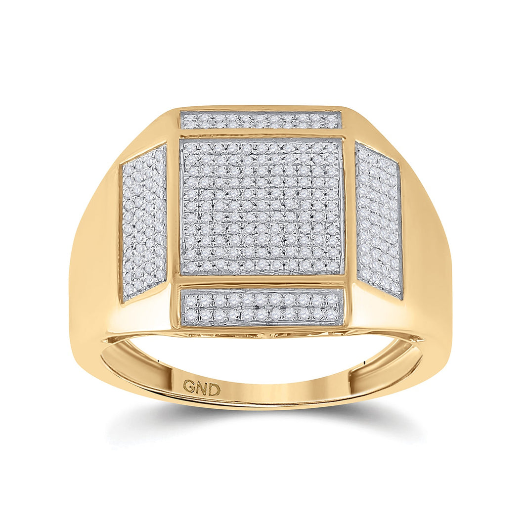 10kt Yellow Gold Mens Square Diamond Ring - 3/8 Cttw - Splendid Jewellery - Splendid Jewellery