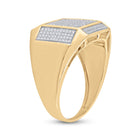 10kt Yellow Gold Mens Square Diamond Ring - 3/8 Cttw - Splendid Jewellery product Side View from Splendid Jewellery