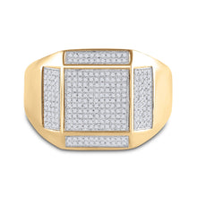 Load image into Gallery viewer, 10kt Yellow Gold Mens Square Diamond Ring - 3/8 Cttw - Splendid Jewellery product Top View from Splendid Jewellery
