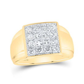 10kt Yellow Gold Men's Square Diamond Ring - Exquisite Elegance - Splendid Jewellery