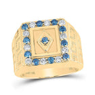 10kt Yellow Gold Men's Square Ring with Blue Color Treated Diamond - Magnificent Brilliance - Splendid Jewellery