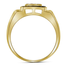 Load image into Gallery viewer, 10kt Yellow Gold Mens Square Ring with Brown and Black Diamonds - 1/2 Cttw  Side View 2 from Splendid Jewellery