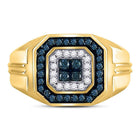 10kt Yellow Gold Mens Square Ring with Enhanced Blue Diamond - 5/8 Cttw - Splendid Jewellery