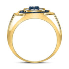 10kt Yellow Gold Mens Square Ring with Enhanced Blue Diamond - 5/8 Cttw Side view from the 10Kt Yellow Gold Mens Round Blue Color Enhanced Diamond Square Ring 5 8 Cttwpin60460 collection by Splendid Jewellery