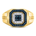10kt Yellow Gold Mens Square Ring with Enhanced Blue Diamond - 5/8 Cttw Front view from the 10Kt Yellow Gold Mens Round Blue Color Enhanced Diamond Square Ring 5 8 Cttwpin60460 collection by Splendid Jewellery