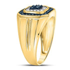 10kt Yellow Gold Mens Square Ring with Enhanced Blue Diamond - 5/8 Cttw Side 2 view from the 10Kt Yellow Gold Mens Round Blue Color Enhanced Diamond Square Ring 5 8 Cttwpin60460 collection by Splendid Jewellery