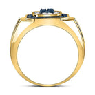 10kt Yellow Gold Mens Square Ring with Enhanced Blue Diamond - 5/8 Cttw - Splendid Jewellery