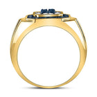 10kt Yellow Gold Mens Square Ring with Enhanced Blue Diamond - 5/8 Cttw - Splendid Jewellery