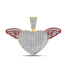 10kt Yellow Gold Men's Winged Heart Diamond Charm Pendant - 1 Cttw - Splendid Jewellery