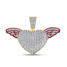 10kt Yellow Gold Men's Winged Heart Diamond Charm Pendant - 1 Cttw - Splendid Jewellery