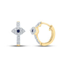 10kt Yellow Gold Mesmerizing Blue Sapphire Diamond Hoop Earrings - Splendid Jewellery