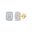 10kt Yellow Gold Mesmerizing Round Diamond Cluster Earrings 3/8 Cttw - Splendid Jewellery