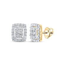 Load image into Gallery viewer, 10kt Yellow Gold Mesmerizing Round Diamond Cluster Earrings 3/8 Cttw - Splendid Jewellery
