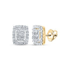10kt Yellow Gold Mesmerizing Round Diamond Cluster Earrings 3/8 Cttw - Splendid Jewellery