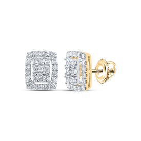 10kt Yellow Gold Mesmerizing Round Diamond Cluster Earrings 3/8 Cttw - Splendid Jewellery