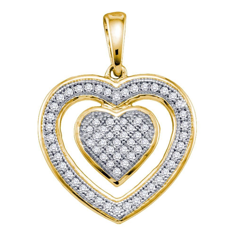 10kt Yellow Gold Nested Heart Diamond Pendant - Symbol of Love and Elegance - Splendid Jewellery
