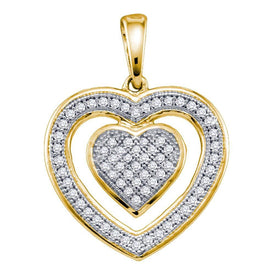 10kt Yellow Gold Nested Heart Diamond Pendant - Symbol of Love and Elegance - Splendid Jewellery