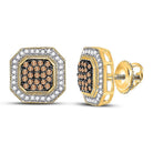 10kt Yellow Gold Octagon Cluster Diamond Earrings - A Captivating Statement of Elegance - Splendid Jewellery